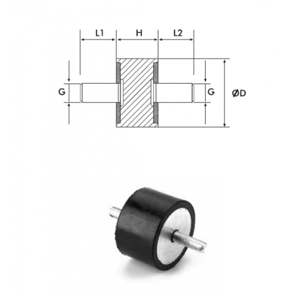 PULLU TİTREŞİM TAKOZU A TİPİ - 100*30 M16