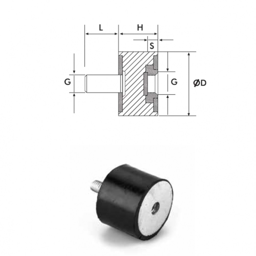 PULLU TİTREŞİM TAKOZU B TİPİ - 100*30 M16