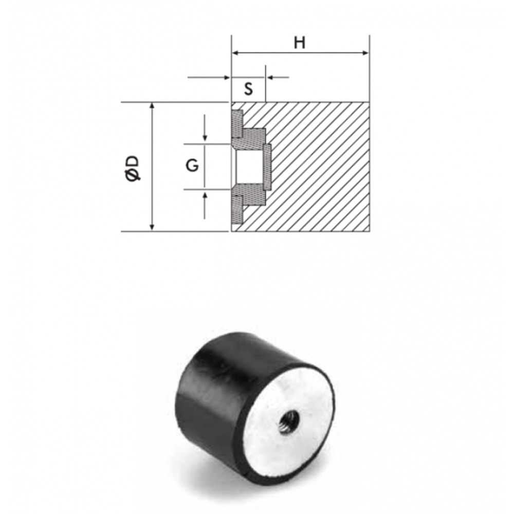 PULLU TİTREŞİM TAKOZU E TİPİ - 100*60 M16