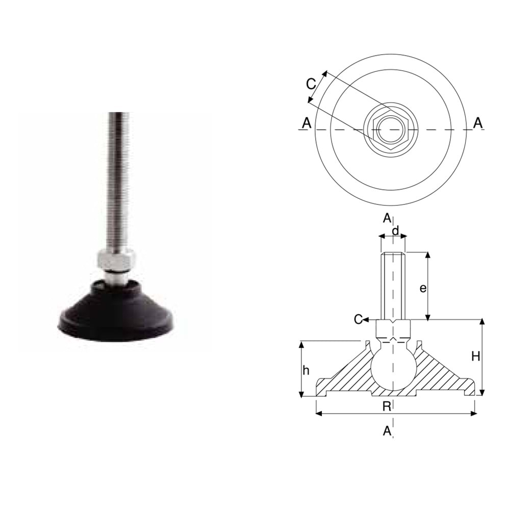 PLASTİK OYNAR MAKİNE AYAĞI - Q110 M16*100