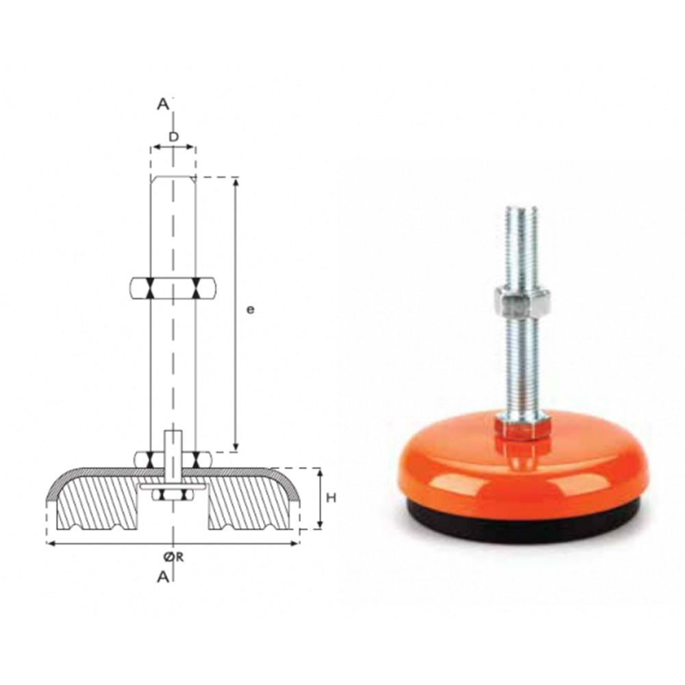 TEZGAH TAMPONU / MAKİNE AYAĞI TURUNCU - Q120 M16*100