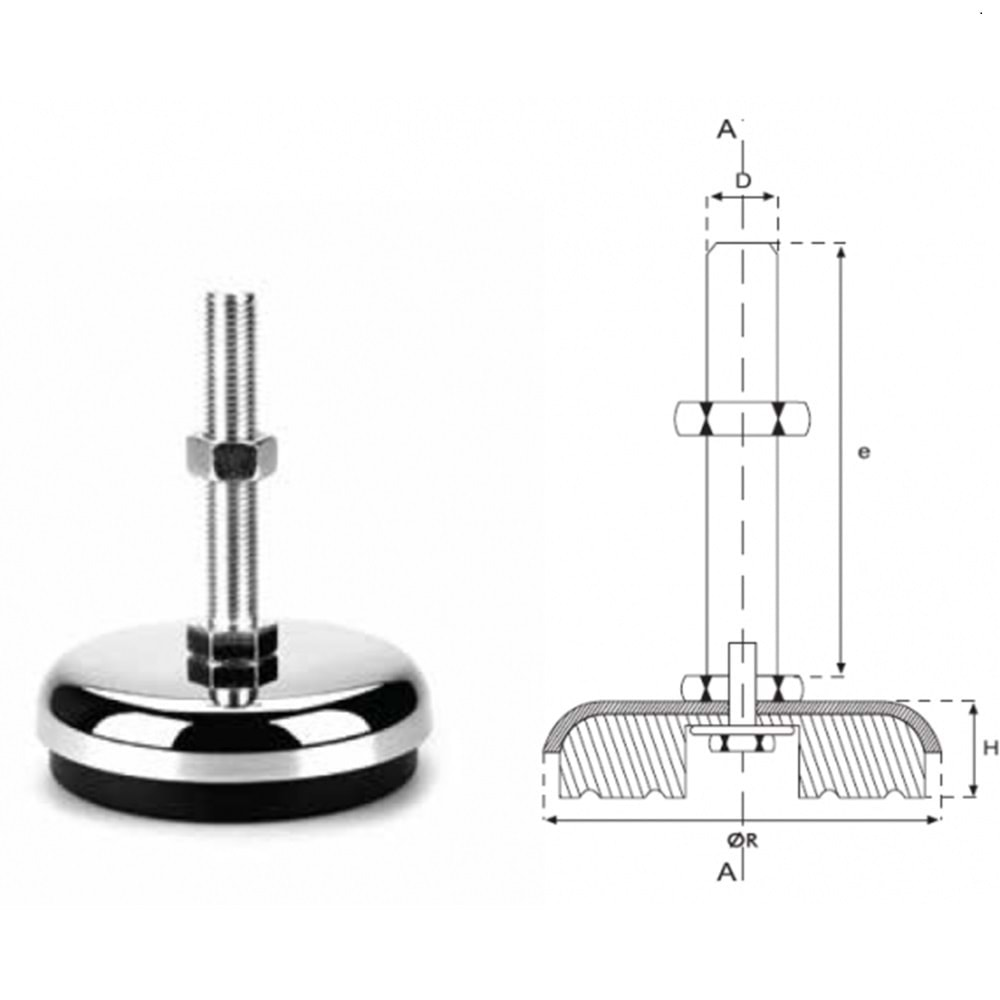 TEZGAH TAMPONU / MAKİNE AYAĞI KROM- Q100 M20*100