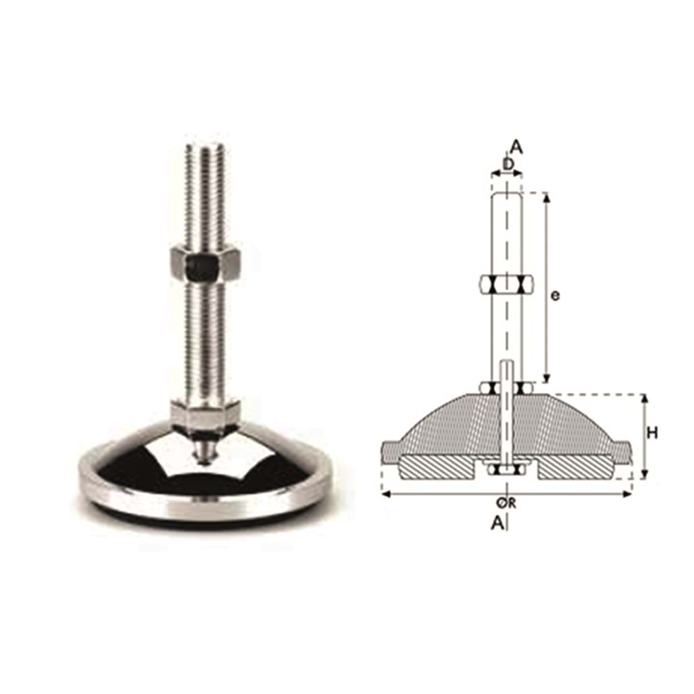 KROM KAPLAMALI BOMBELİ METAL AYAK - Q60 M12*100