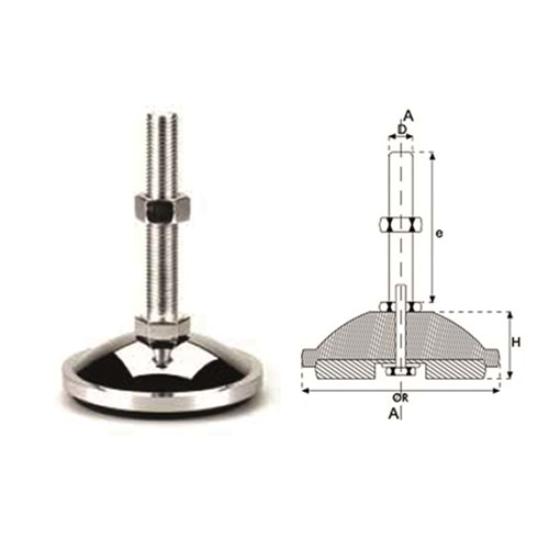 KROM KAPLAMALI BOMBELİ METAL AYAK - Q100 M16*100